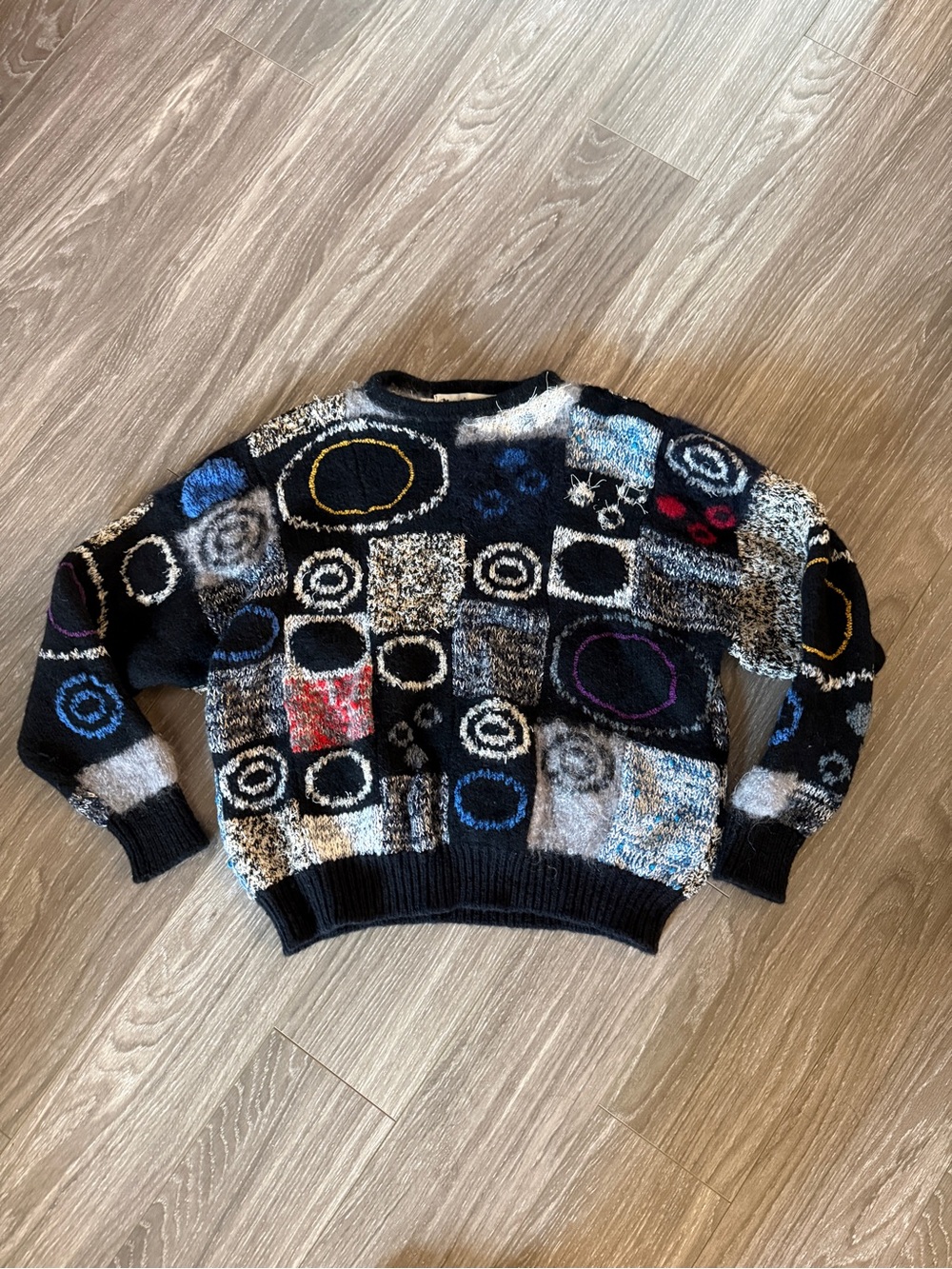 Vintage 80s Marienbad geometric abstract art sweater
